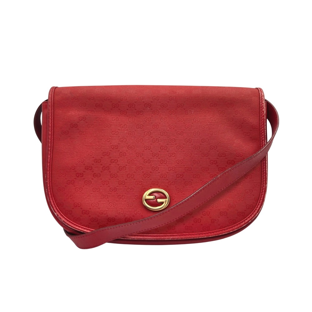 Vintage Gucci Monogram Shoulder Bag Red Interlocking GG Logo Handbag